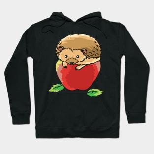 A cute hedgehog with an apple Hoodie